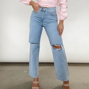 Just Black Knee Cut Straight Jeans